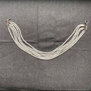 Crystal 6 strand necklace with sterling silver toggle closure